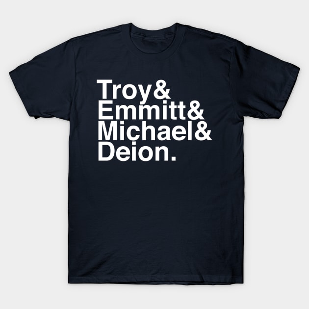 Troy & Emmitt & Michael & Deion T-Shirt by Carl Cordes